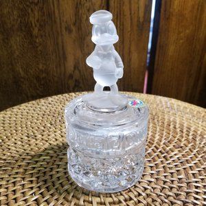1985 Hofbauer Disney Donald Duck Lead Crystal Trinket Dish Vintage Glass EUC